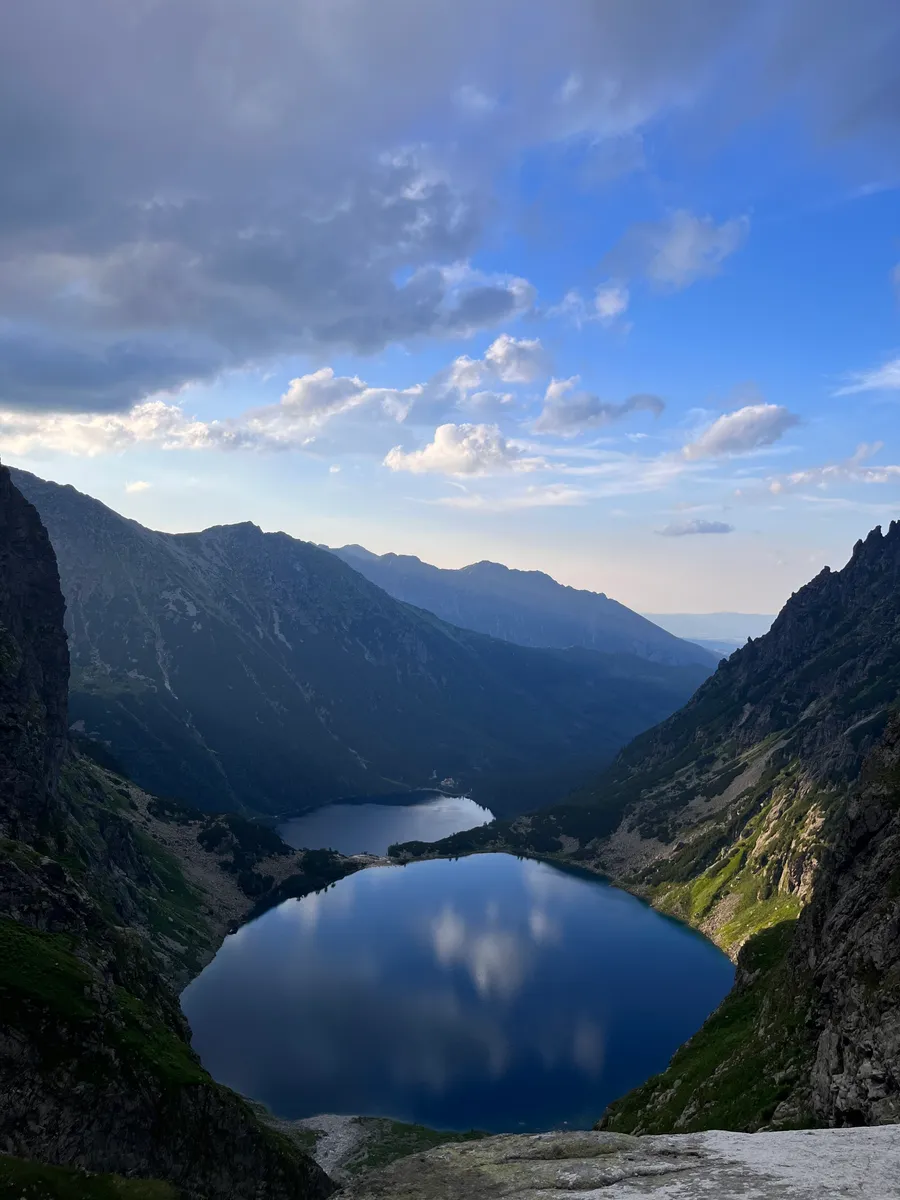 Two mountain lakes seen from above in the Tatras